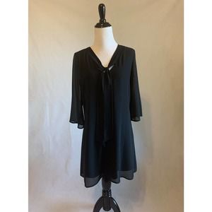 Soul Sanctuary Black 3/4 Sleeve V-Neck Shift Dress / Small S